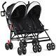 Foldable Twin Baby Double Stroller Ultralight Umbrella Kids Stroller-black Co