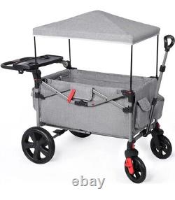 Foldable Wagons for Two Kids & Cargo, Collapsible Folding Stroller with Gray