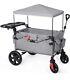 Foldable Wagons For Two Kids & Cargo, Collapsible Folding Stroller With Gray