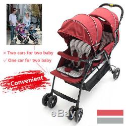 Folding Double 2 Seat Twins Baby Trolley Front And Back Tandem Stroller Car Kid