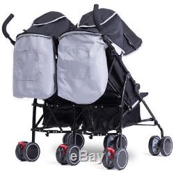 Folding Portable Twin Two Baby Infant Double Stroller Kid Jogger Travel Basket