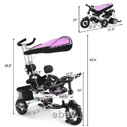 Functional Twins Kids Baby Stroller Tricycle Detachable Learning Toy Bike Multi