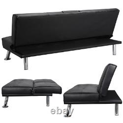 Futon Sofa Couch Bed Sleeper Faux Leather Recliner Pillows Lounger Loveseat Full