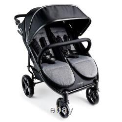 Gaggle Roadster Double Stroller UV Canopy, 5-Point Harness, Easy Maneuver, Black