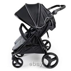 Gaggle Roadster Double Stroller UV Canopy, 5-Point Harness, Easy Maneuver, Black