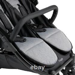 Gaggle Roadster Double Stroller UV Canopy, 5-Point Harness, Easy Maneuver, Black