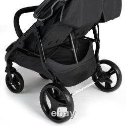 Gaggle Roadster Double Stroller UV Canopy, 5-Point Harness, Easy Maneuver, Black