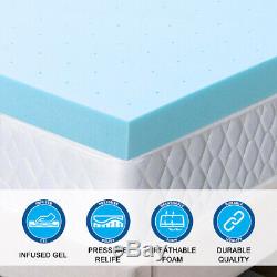 Gel Memory Foam Mattress 2.5/3/4 Inch Blue Topper Ventilated Dot King Twin Full