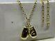Genuine 9ct Yellow Gold Double Twin Boxing Glove Pendant&necklace Chain 18 New