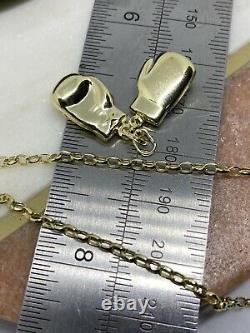 Genuine 9ct Yellow Gold Double Twin Boxing Glove Pendant&Necklace Chain 18 NEW