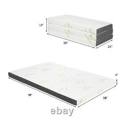 Giantex 4 Twin Size Tri-Folding Memory Foam Mattress Sofa Bed Guests Mat Bag