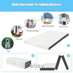 Giantex 4 Twin Size Tri-Folding Memory Foam Mattress Sofa Bed Guests Mat Bag