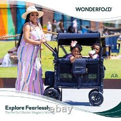 Good WONDERFOLD W2 Luxe Double Stroller Wagon (2 Seater) Collap Charcoal