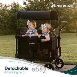 Good WONDERFOLD W2 Luxe Double Stroller Wagon (2 Seater) Collap Charcoal