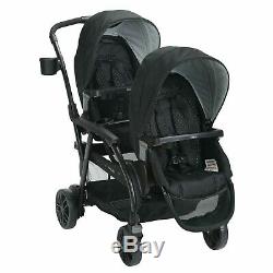 Graco Baby Double Stroller Twins PushChair Black Foldable with Storage Latch