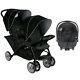 Graco Baby Black Tandem Twin Double Pram Stroller Buggy Raincover & Car Seat