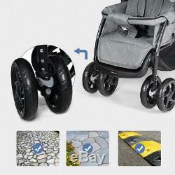 Grey Tandem Double Stroller Twin Pushchair From Birth Duo Baby Toddler Buggy