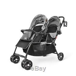 Grey Tandem Stroller Duo Twin Pushchair Double Newborn Baby Toddler Buggy Pram