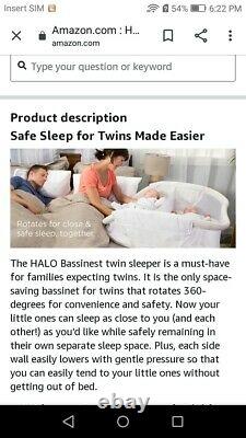 HALO BassiNest Twin Sleeper, Bedside Double Bassinet Premiere Series Sand Circle