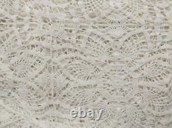 Handmade Lace Coverlet 77x91 Throw Tablecloth White Cottage core Country Boho