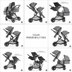 Hauck Atlantic Twin Baby Child Pushchair Stroller Melange Grey
