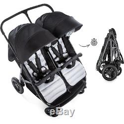 Hauck Rapid 3R 1 Hand Fold Duo Twin Double Buggy Pushchair Pram Charcoal Silver