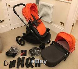 ICandy Orange Double Buggy Pram Pushchair including car adapters (twin)