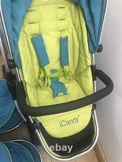 ICandy Peach Double/Twin Pushchair/ Buggy/ Pram/pushchair In Sweet Pea