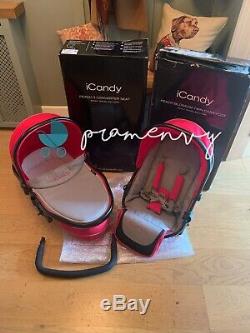 ICandy Peach Sherbet Double Twin Set Carrycot And Seat Unit Red Unisex
