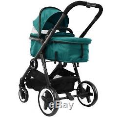 ISAFE Baby Boys Green Lightweight Double Twin Tandem Pram Stroller Buggy