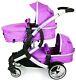 Isafe Baby Girls Purple Lightweight Double Twin Tandem Pram Stroller Buggy
