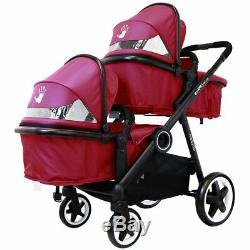 ISAFE Baby Lightweight Double Twin Tandem Pram Stroller Buggy inc Raincover