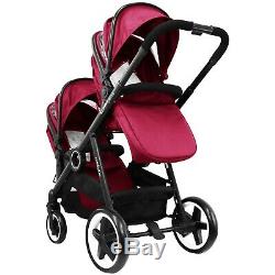ISAFE Baby Lightweight Double Twin Tandem Pram Stroller Buggy inc Raincover