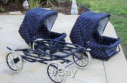 Inglesina Italian Blue Baby Toddler Classic Double Twin Carriage Pram