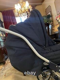 Inglesina navy blue twin double stroller/Pram Made in Italy- Designer Brand