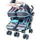 Isafe Twin Double Blue Boys Stroller Pram Buggy Inc Raincover Cup Holder