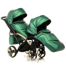 JUNAMA FLUO LINE DUO SLIM BABY stroller TANDEM DOUBLE TWIN PRAM 2in1 PUSHCHAIR