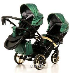 JUNAMA FLUO LINE DUO SLIM BABY stroller TANDEM DOUBLE TWIN PRAM 2in1 PUSHCHAIR