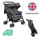 Joie Aire Double Twin Buggy Pushchair Stroller Includes Raincover Dark Pewter