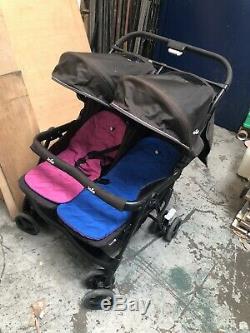 Joie Aire Pink/Blue Twin Stroller With Raincover