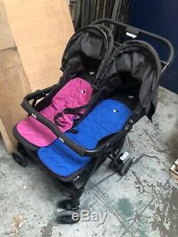 Joie Aire Pink/Blue Twin Stroller With Raincover