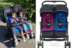 Joie Aire Twin Stroller Pink/Blue Raincover Pushchair Double Seat Buggy