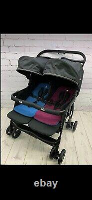 Joie Aire Twin Stroller Pink/Blue Raincover Pushchair Double Seat Buggy