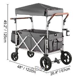 Keenz 7S Twin Baby Double Stroller Wagon Easy Fold W Canopy and Bag Grey NEW