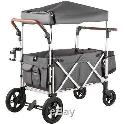 Keenz 7S Twin Baby Double Stroller Wagon Easy Fold W Canopy and Bag Grey NEW