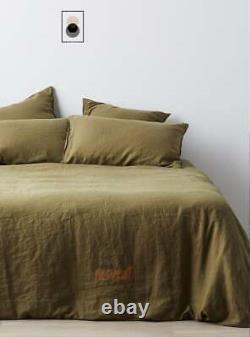 Khaki Green Linen Bedding Set Queen Comforter Twin Full Queen King Duvet Set
