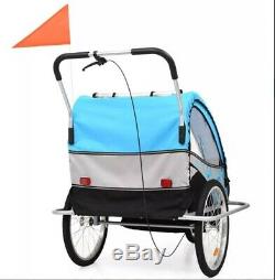 Kids Bike 2In1Double Trailer/Jogger WithBrake Twins Convert to Stroller Foldable