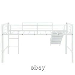 Kids Twin Size Bunk Bed White Slide Loft Child Bedroom Furniture Playhouse Area