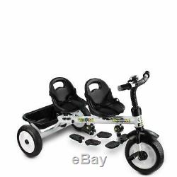Kids Twin Trike Tricycle Baby Stroller Bike Toddler Double Seats Canopy 4 in 1
