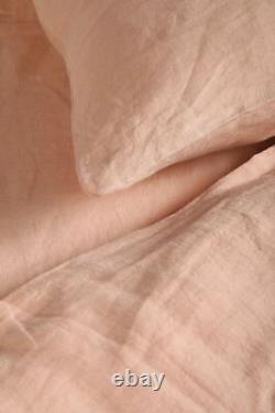 Light Pink Linen Duvet Cover Twin Full Double Queen King set Bedding Soft Linen